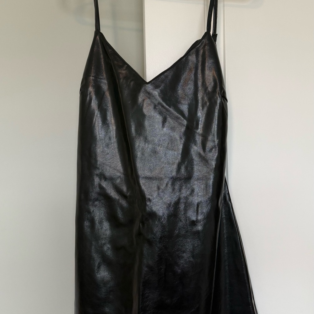 Topshop Shiny Black Strapless Dress